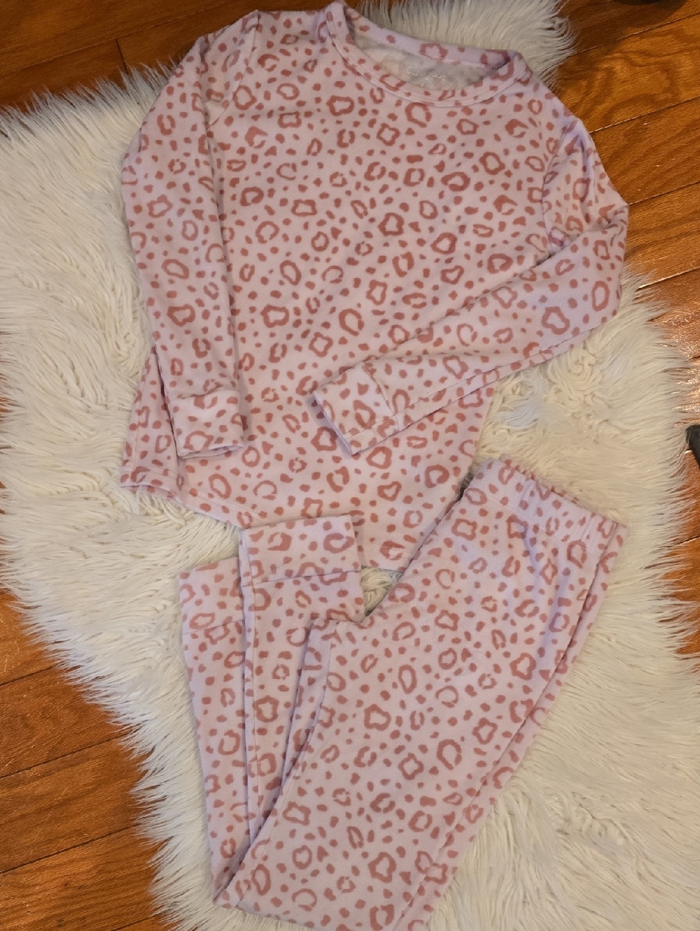 Cat & Jack Pink Leopard-Print Fleece Pajama Set